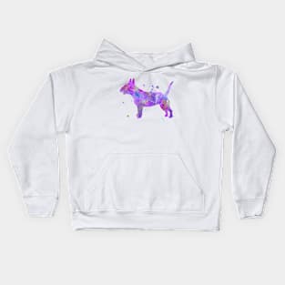 Bull Terrier Dog Watercolor Painting Kids Hoodie